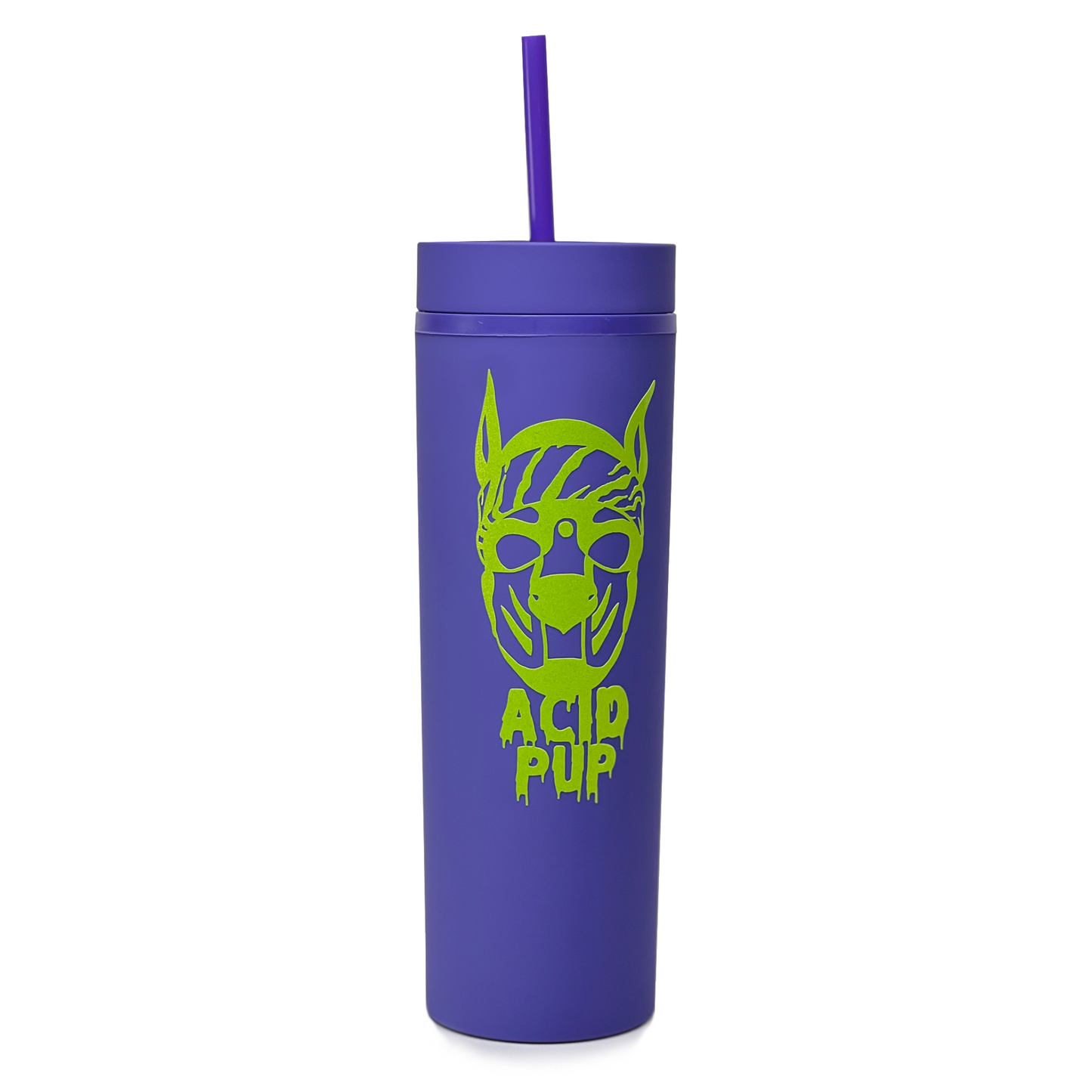 Acid Pup Purple and Glitter Lime Tumbler 16oz